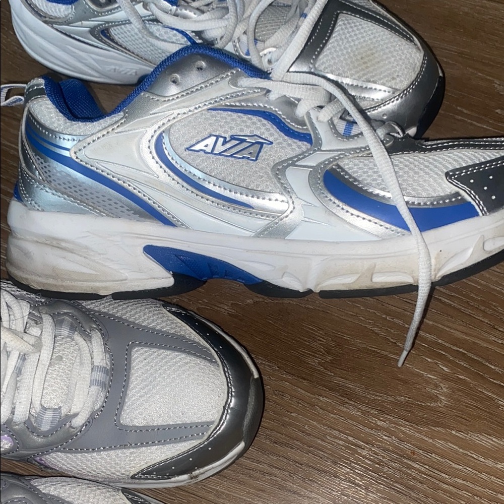 Avia Metallic Silver and Blue Athletic Shoes